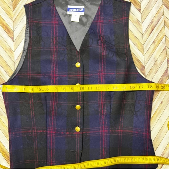 VTG Pendleton Virgin Wool Tartan Plaid Vest Academic Ivy League Made In USA Sz10 - Picture 7 of 10
